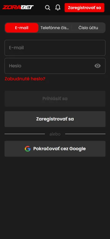Zorabet login na mobile