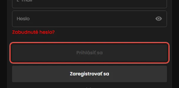 Tlačidlo Prihlásiť sa, vstup do účtu Zorabet