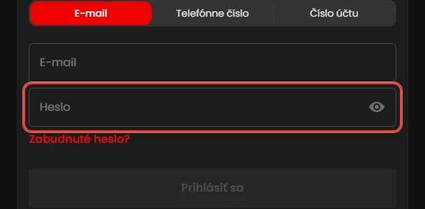 Pole Heslo s ikonou oka, Zorabet prihlásenie