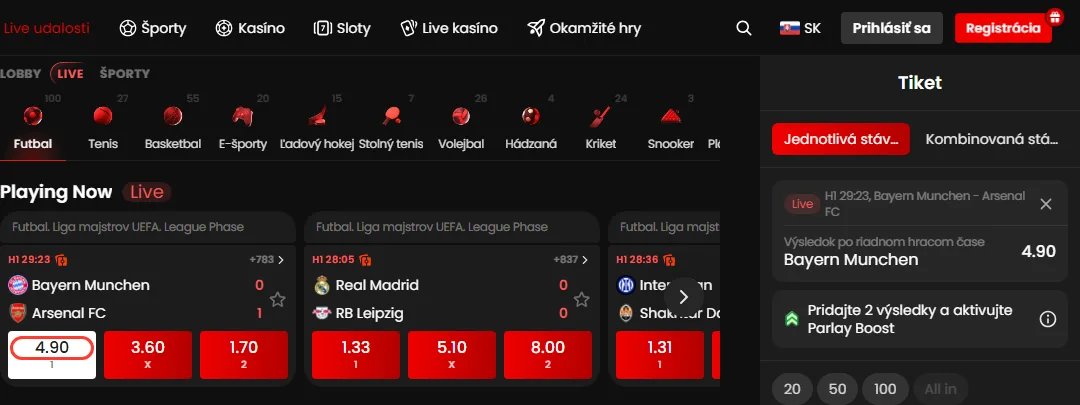 Tip pridaný na tiket Zorabet kliknutím na kurz